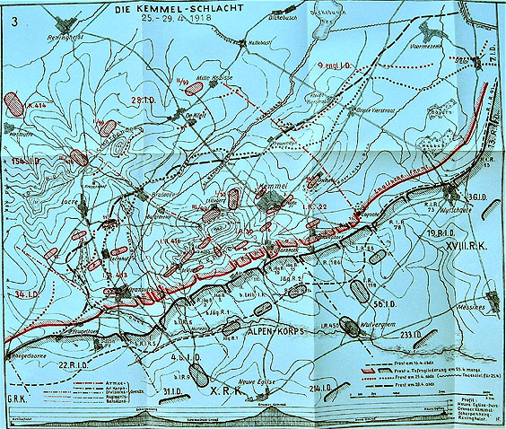 Carte de la ligne de front du 25 au 29 avril 1918