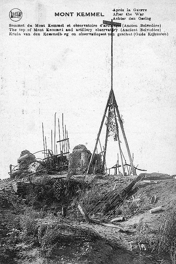 Vestiges de la tour de guet du Belvédère après la bataille, août 1919